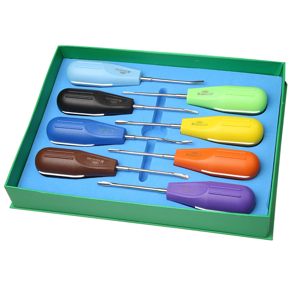 Instrumentos Dental Set, Perfil Baixo Extractor, Raiz Curva, Levantador, Minimamente Invasivo, Kit de Extração, 8 pcs por conjunto