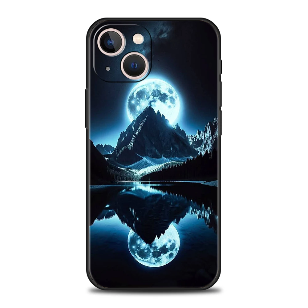 Black Mountain Peak Pattern Phone Case Cover for iPhone 17 16 15 14 13 12 Pro Max 17 Air 11 Pro Max Shockproof Soft TPU Shell