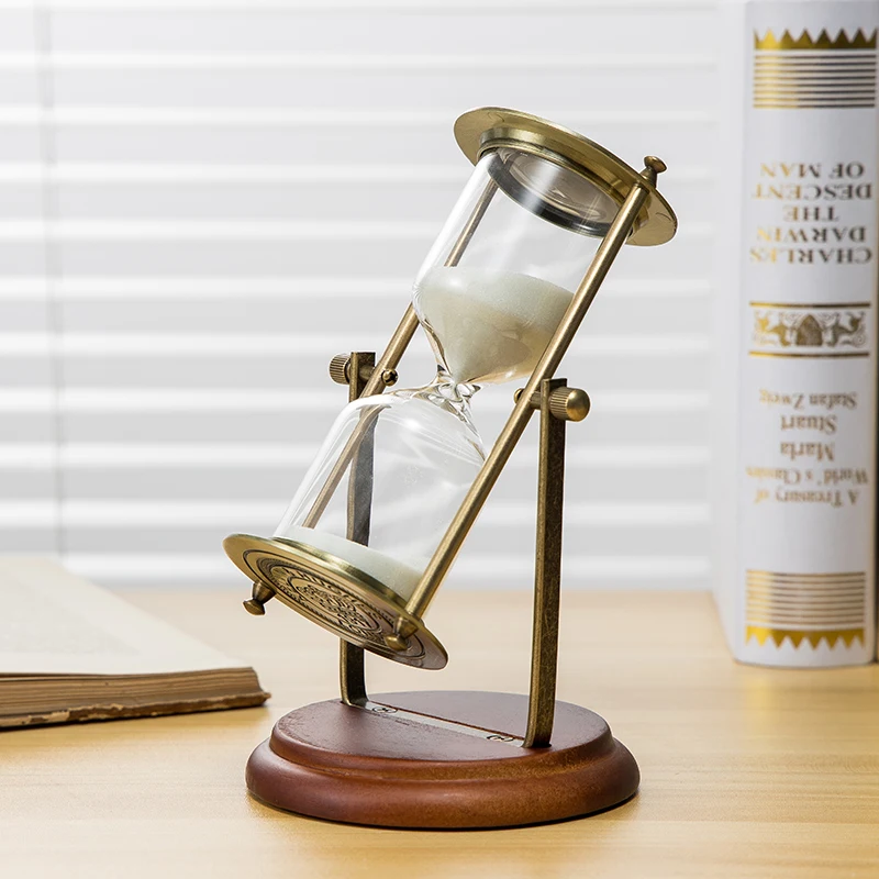 2 قطعة الأوروبية الرجعية خشب متين المعادن الدورية الساعة الرملية الموقت 15 دقيقة الإبداعية الساعة الرملية الدفتين الحلي