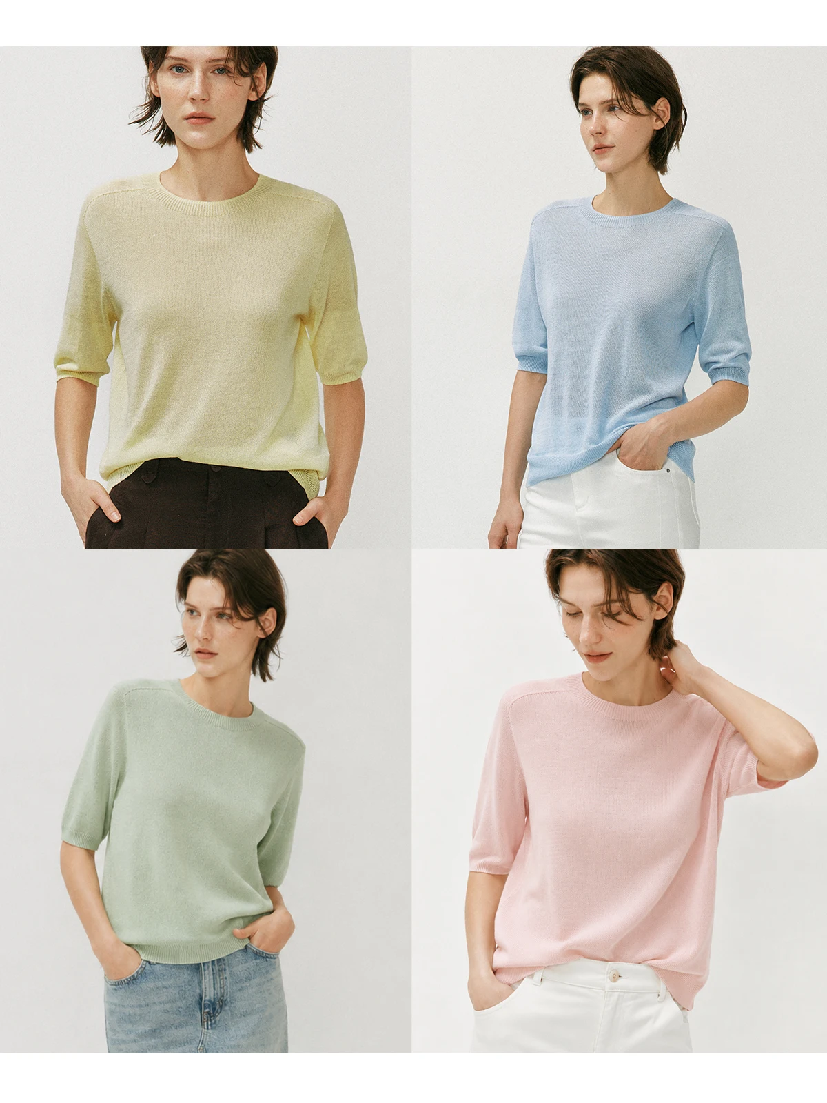 

Ultra Soft 3D Seamless One-Piece round Neck Short Sleeve Knitted T-Shirt Breathable Lightweight Paper Silk Lyocell Cotton Wom...