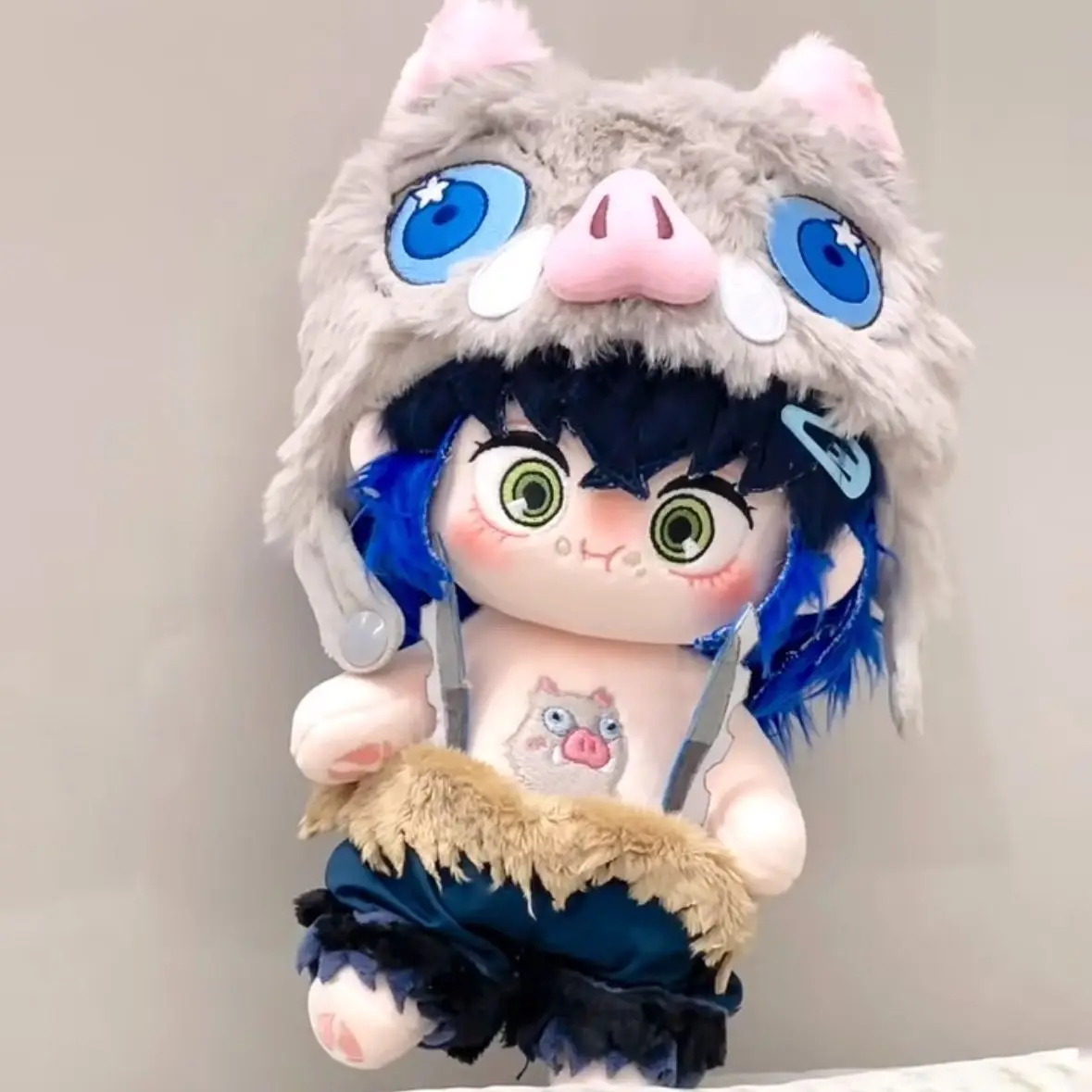 

20cm New Demon Slayer: Kimetsu No Yaiba, Inosuke Kubihira, Cotton Doll, Cute Cartoon Plush Doll, Anime Peripheral Gift