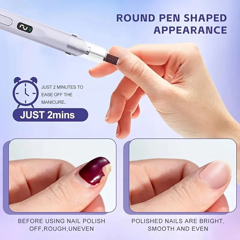 CALIYI 2 in 1 USB Cordless Electric Nail File Set with UV Lamp Light For Nail Art Manicure Pedicure Polishing Tools