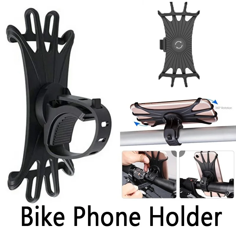

Универсальная подставка для телефона, вращающаяся на 360° силиконовая подставка для велосипеда, безопасный кронштейн, поддержка GPS, держатель для мотоциклетной навигации для iPhone, Samsung, Xiaomi