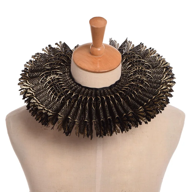 

Воротник эпохи Возрождения, косплей, елизаветинская королева, широкий кружевной искусственный воротник, аксессуары для шеи