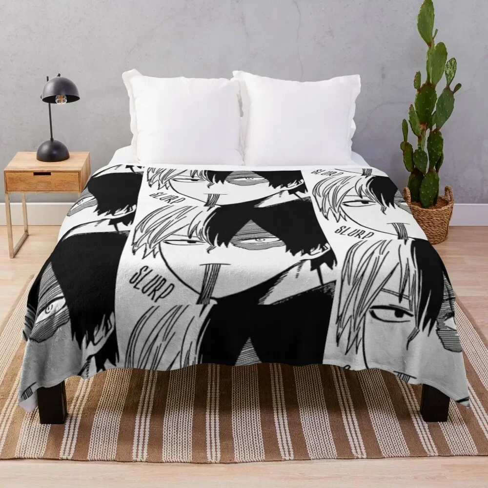 Todoroki slurping Sticker Throw Blanket Decorative Beds Thermal Beach Blankets