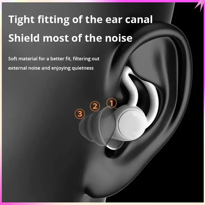 

B68C Soundproof Earplugs Three Layer Silicone Earplugs Waterproof Swimming Ear Plugs Sleep Noise Reduction Comfortable Durable E