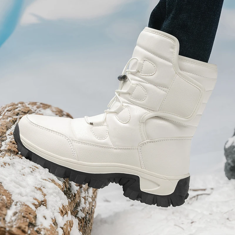 Women's Waterproof High-Top Trekking Boots Plush Warm Snow Shoes for Outdoor Hiking Mountain Climbing Winter Outdoor Activities