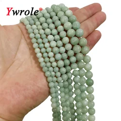 Natural Green Chalcedony Burma Jade Stone Beads Loose Round Spacer Beads for Jewelry Making DIY Bracelets Accessories 15''