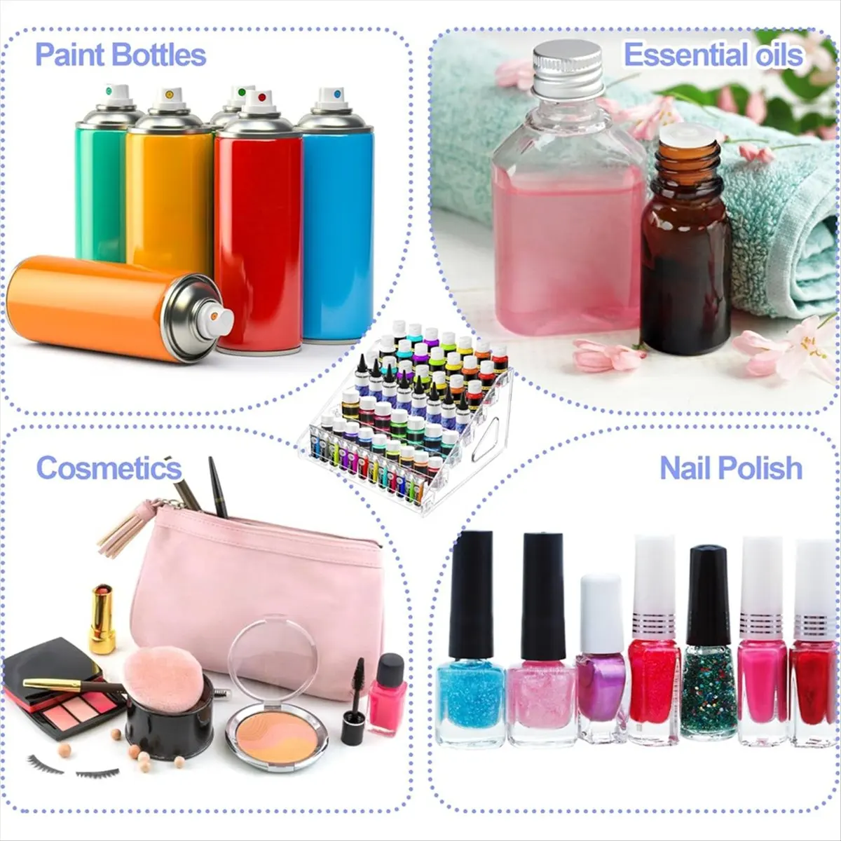 

BHBL 6Pcs Acrylic Paint Organizer with Brush Holder, 7-Tier Miniature Paint Storage,Craft Storage Rack for 2oz Acrylic Paints