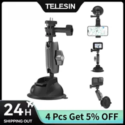 TELESIN Portable Suction Cup Car Mount for Gopro 13 12 11 10 9 DJI Action 4 3 Camera Card SLR Camera Phone Stable Camera Holder