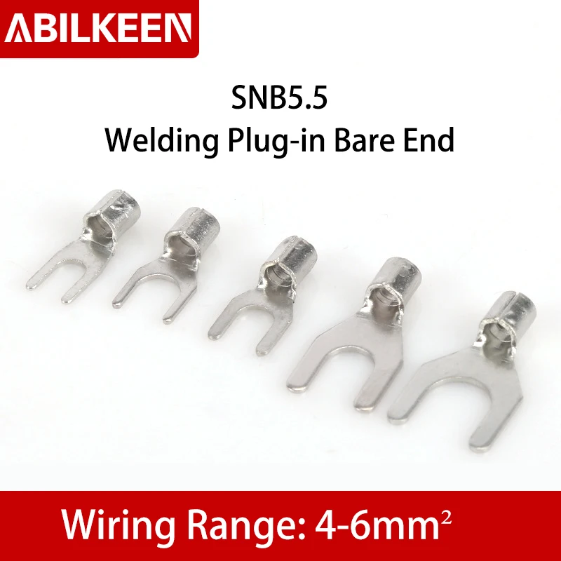 SNB5.5-4/5/6/8 Cold Pressed Terminal Fork Shaped Terminal Welding Plug Type Bare End Copper/Brass Material Wiring Terminal