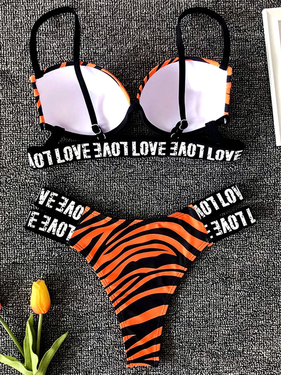 New Zebra Print Push Up Bikini 2024 Swimsuit Female Swimwear Women Two-pieces Bikini set With Bra Cup Bather Bathing Suit Swim