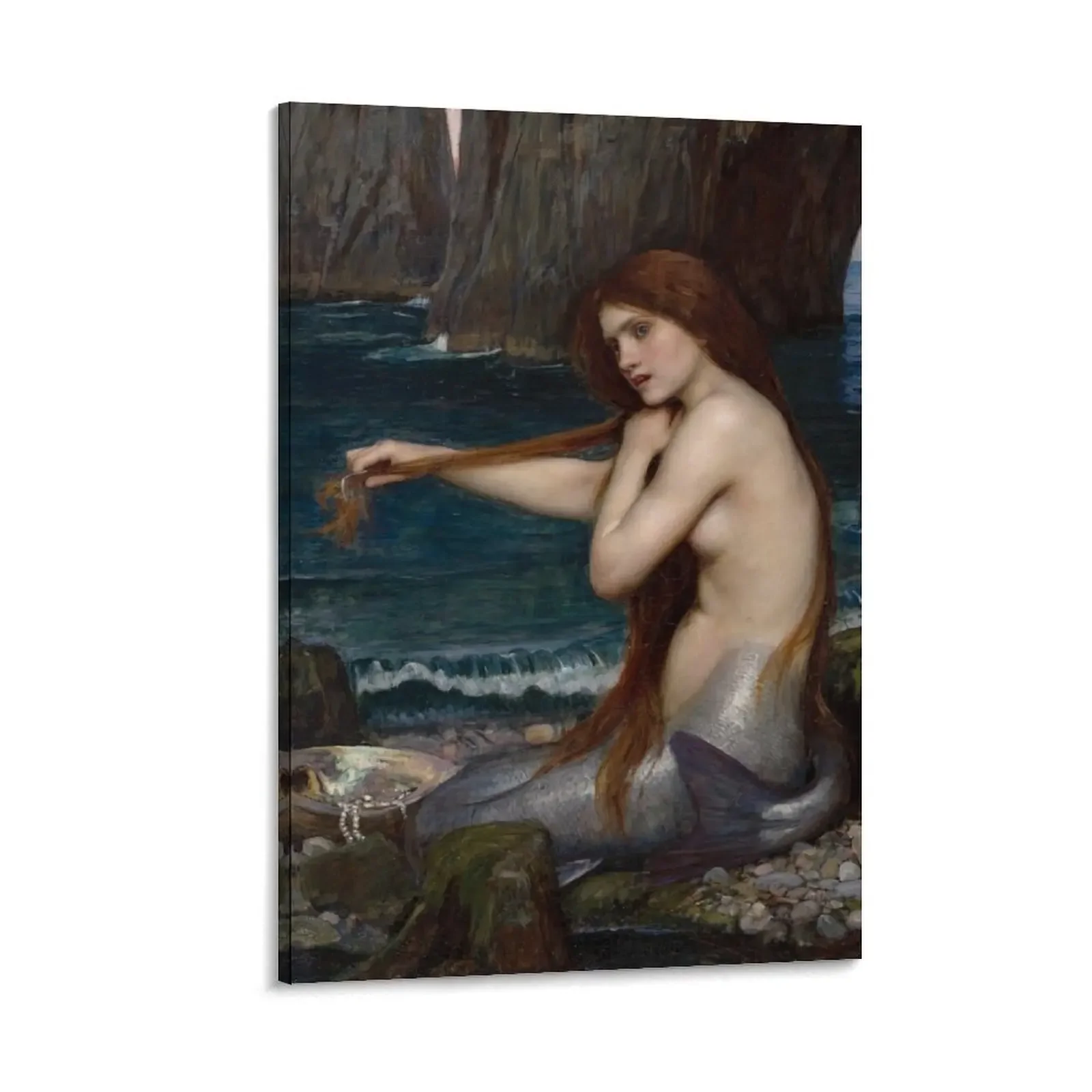 

Waterhouse's A Mermaid Canvas Painting Picture on the wall room decorations for girls