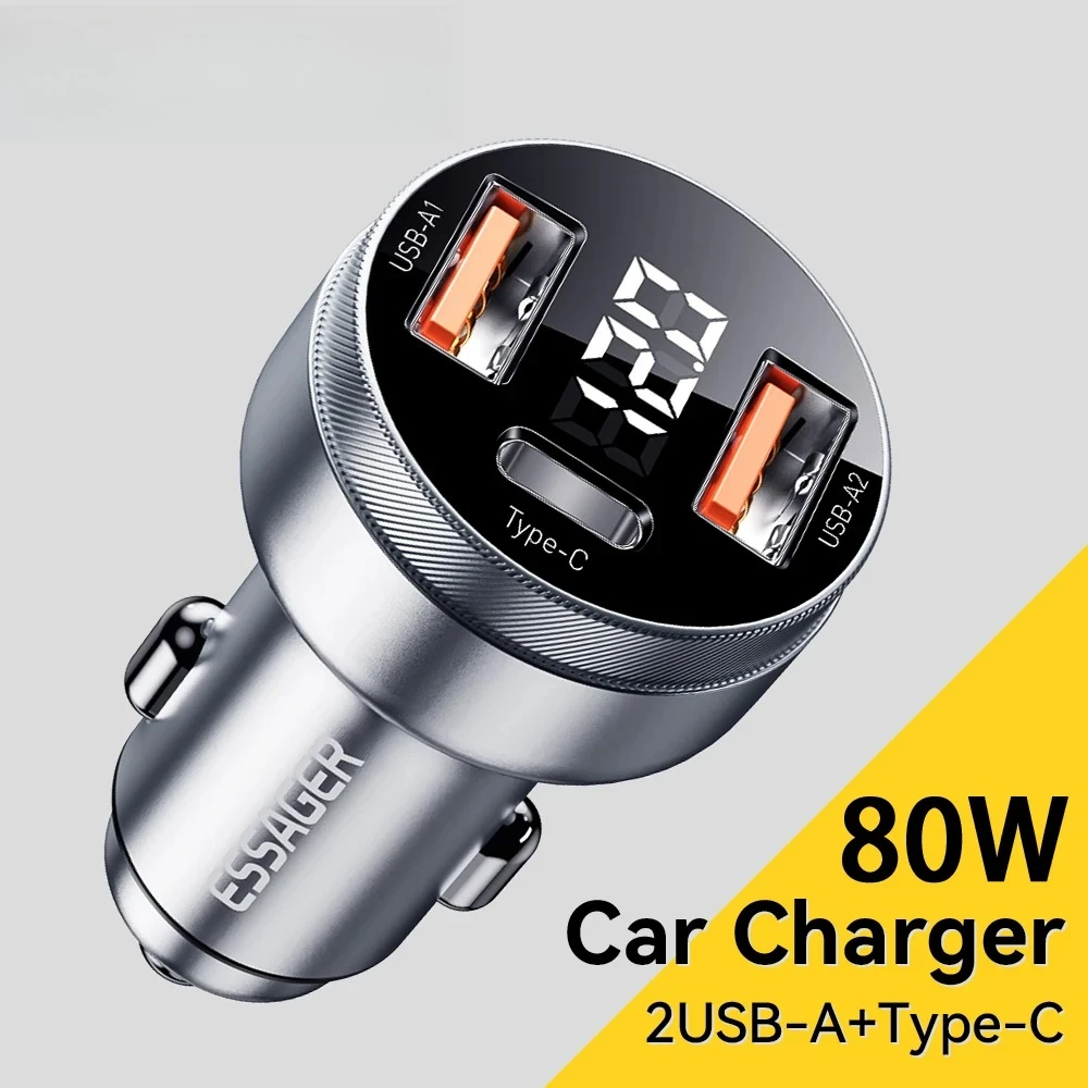 

Автомобильное зарядное устройство типа C, 80 Вт, USB PD, быстрая зарядка телефона, быстрая зарядка для iPhone 14 13, Huawei, Xiaomi, iPad, Samsung, ноутбука, планшета