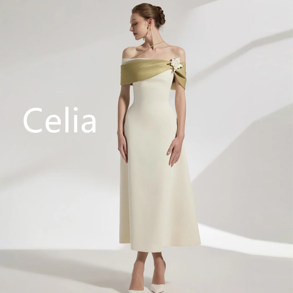 

Customized Luxury Jersey Evening Dresses Exquisite Off the Shoulder Celebrity Gowns Fashion Zipper Back Special Occasion Gowns