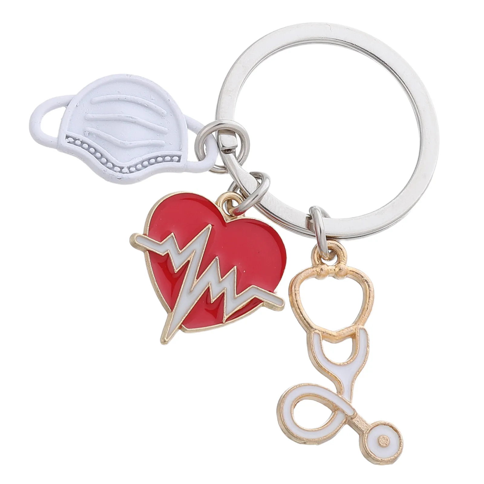 Metal Heart Nursing Keychain Bag Charm Nurse Graduation Present Nurse Appreciation Gift Keychain for Backpack Purse