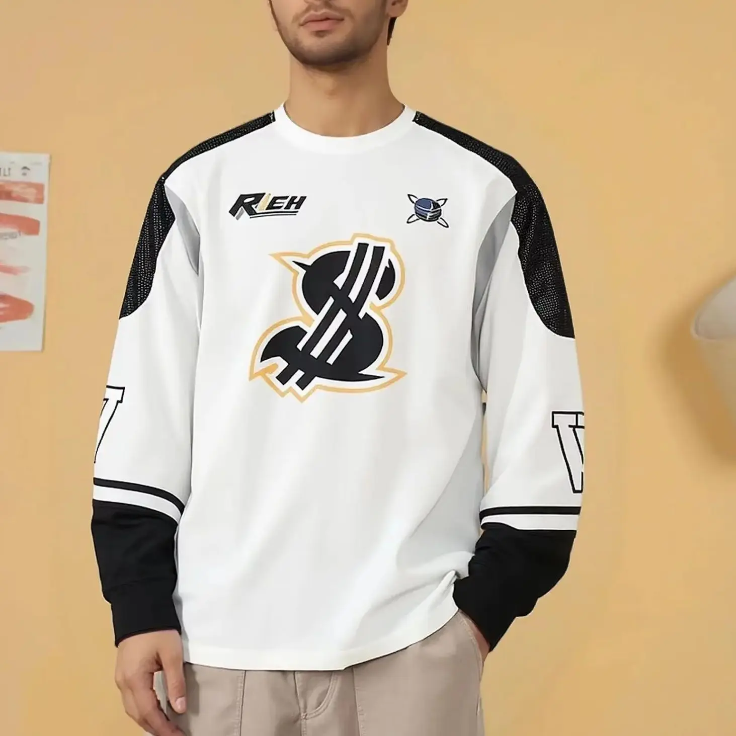 Veidoorn Casual Long Sleeve T-Shirt for Men Oversized Comfort Fit Street Style Lounge Wear Soft Breathable Daily Top