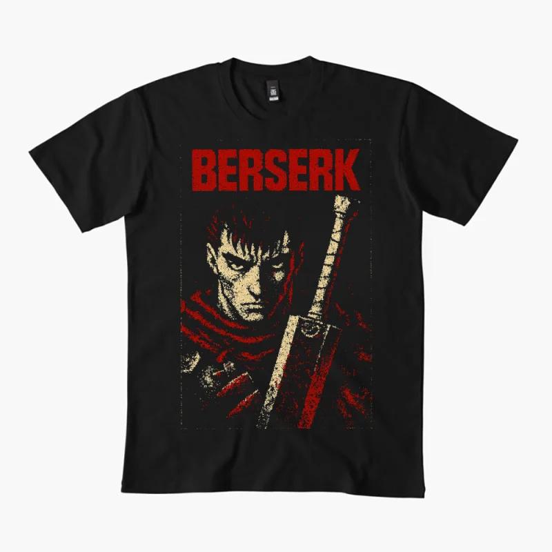 

0325 Guts Berserk Japanese Anime Gift t shirt 100% cotton print clothing Swordsman Manga Graphic Tee Y2K clothes Large size Tops