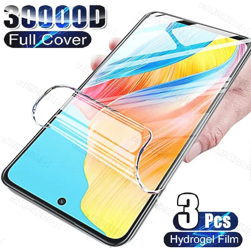 3PCS Full Cover Screen Protector For Oppo A58 4G Hydrogel Film For Oppo A58 A 58 A58 4G 6.72 inch CPH2565 Screen Protector Film