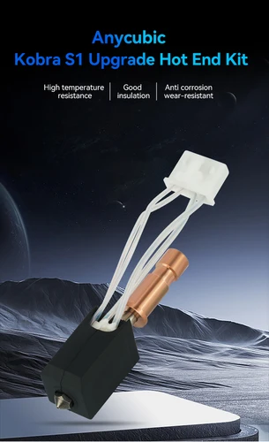 Imagen 2 del producto Para Anycubic Kobra S1 Hotend cerámica nueva actualización Hotend para Kobra S1 Combo Head S1C impresora 3d 24V 48W 200K calentamiento rápido 300 ℃