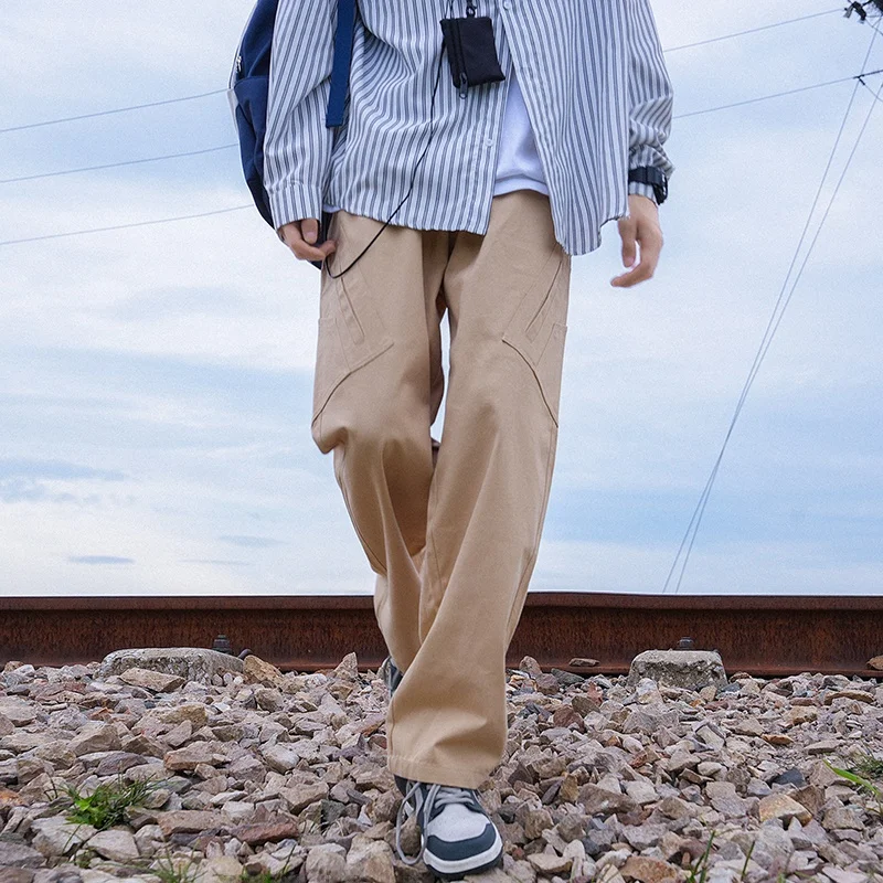 

Retro Japanese Sle y Men's Casual Pants Thin Pure Cotton Autumn Wearable Straight Leg Trousers for Men Trendy Workwear