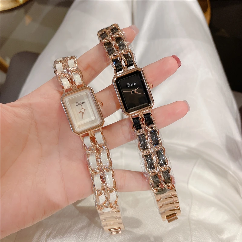 Luxury Watches for Women Retro Female Square Dial Watch Ladies Belt Back Elegant Wristwatches Relogio Feminino Female Clock A306