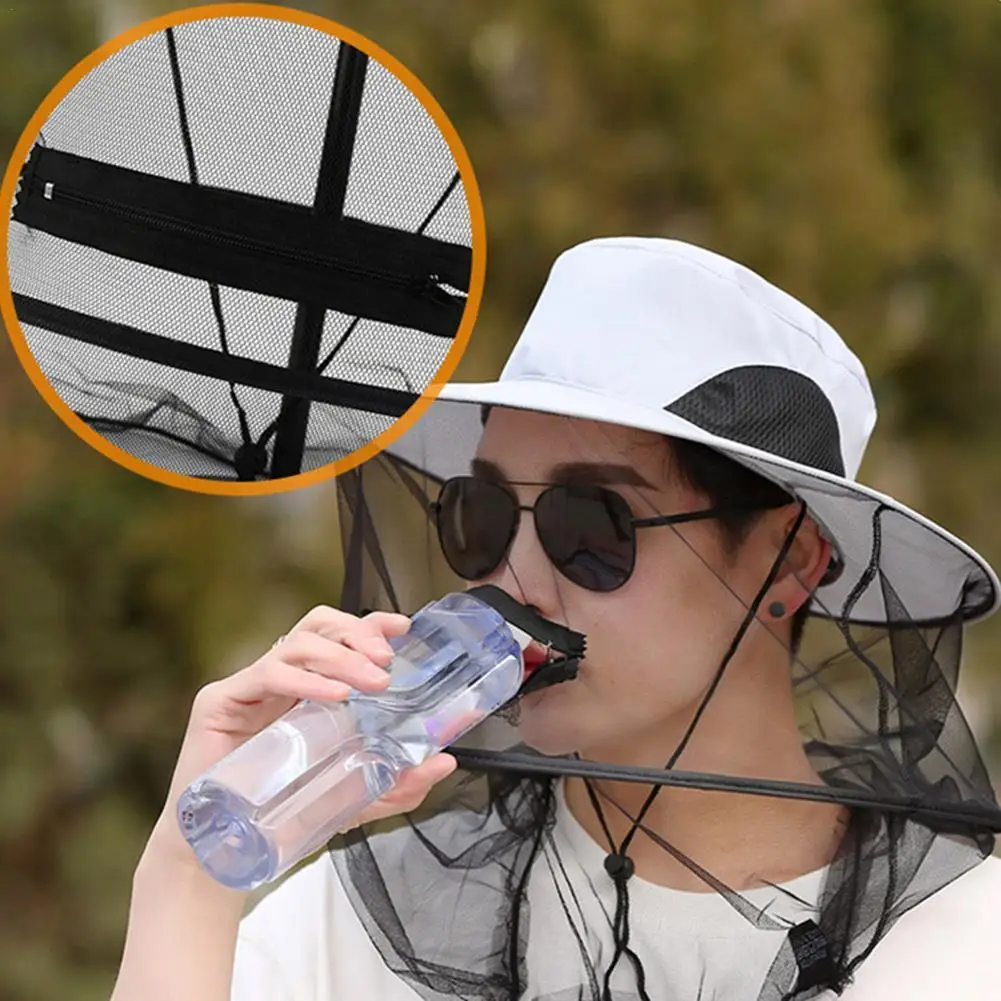 Insect Net Hat Outdoor Mosquito-proof Foldable Breathable Bee Protection Casual Sunscreen Fishing Camping Hiking Sun Cap