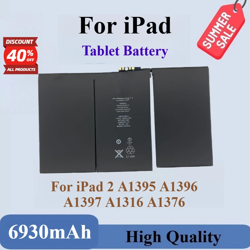 

High Quality Brand New Replaceable Tablet Battery 3.8V 6930mAh For iPad 2 A1395 A1396 A1397 A1316 A1376