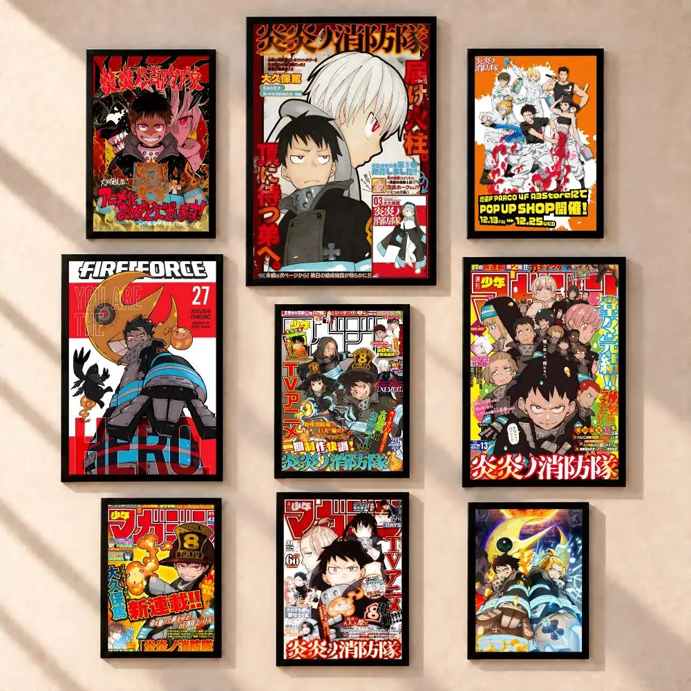anime Fire Force Poster HD Poster Peel Stick Waterproof Wall Art Print Bedroom Living Room Modern Decor Gift