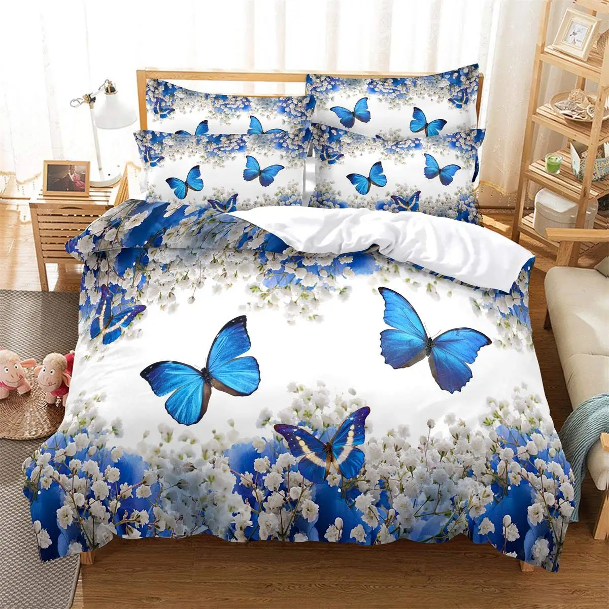 Butterfly Comforter Set for Girls Kids Adults Bedding Set Aesthetics Quilt Duvet Set Twin Size with 1 Comforter and 2 Pillowcase