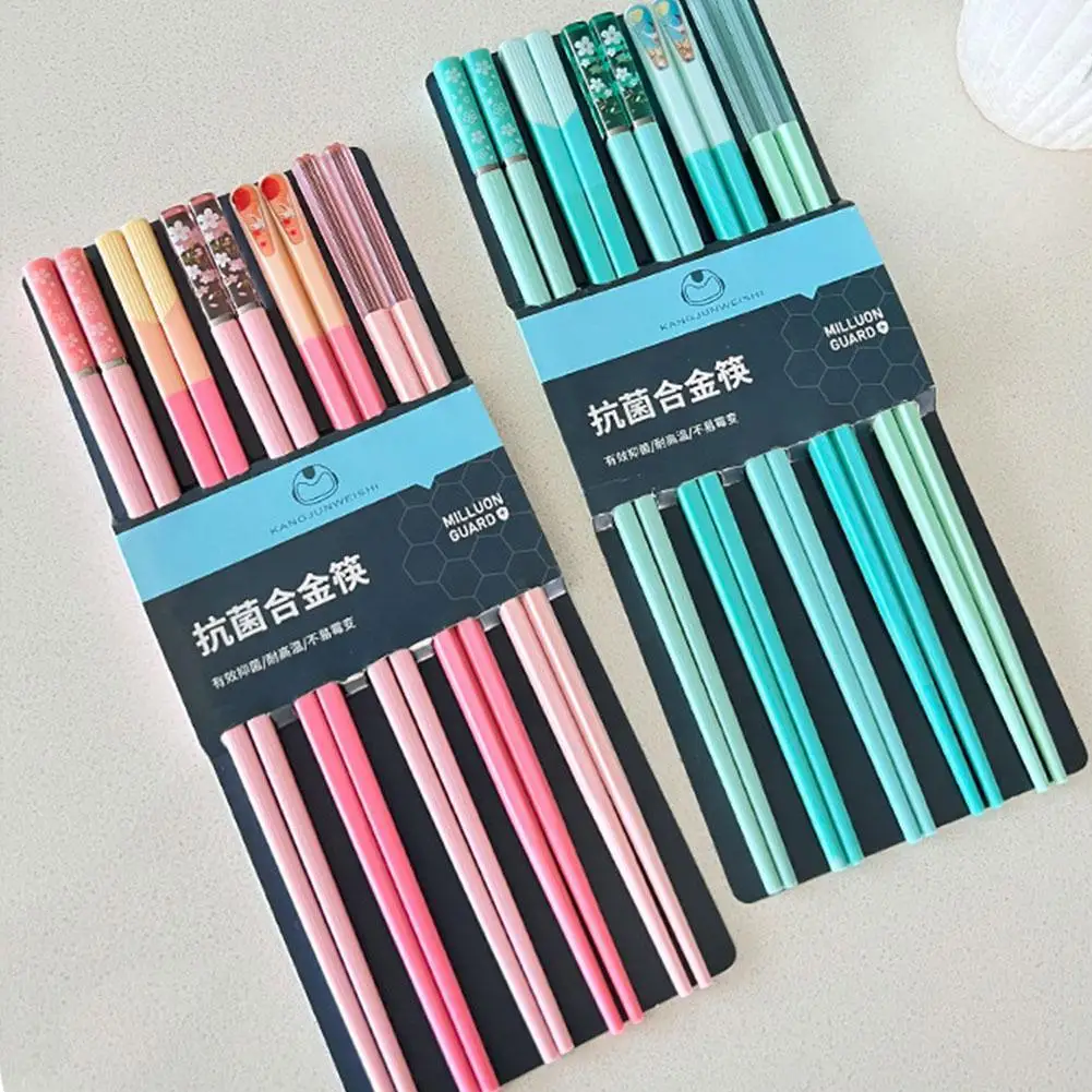 5 Pairs Japanese Style Morandi Colors Chopsticks Set Non-Slip Chopsticks Dishwasher Safe for Home Restaurant Sushi Chopsticks view 5