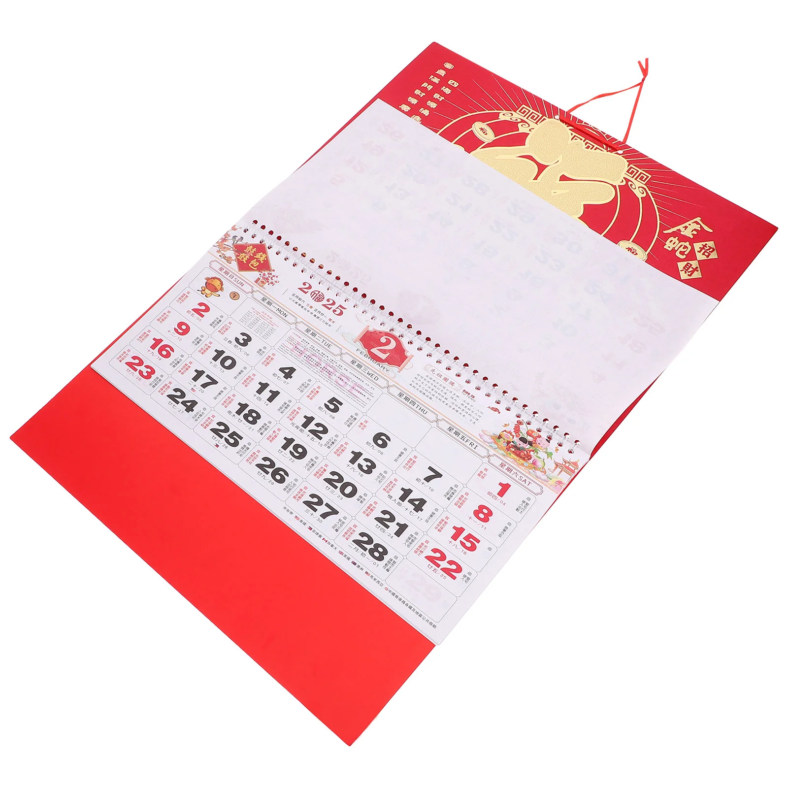 Chinese New Year Countdown Calendar Red Blessing Word Wall Advent Calendars Two-color Snake Hanging