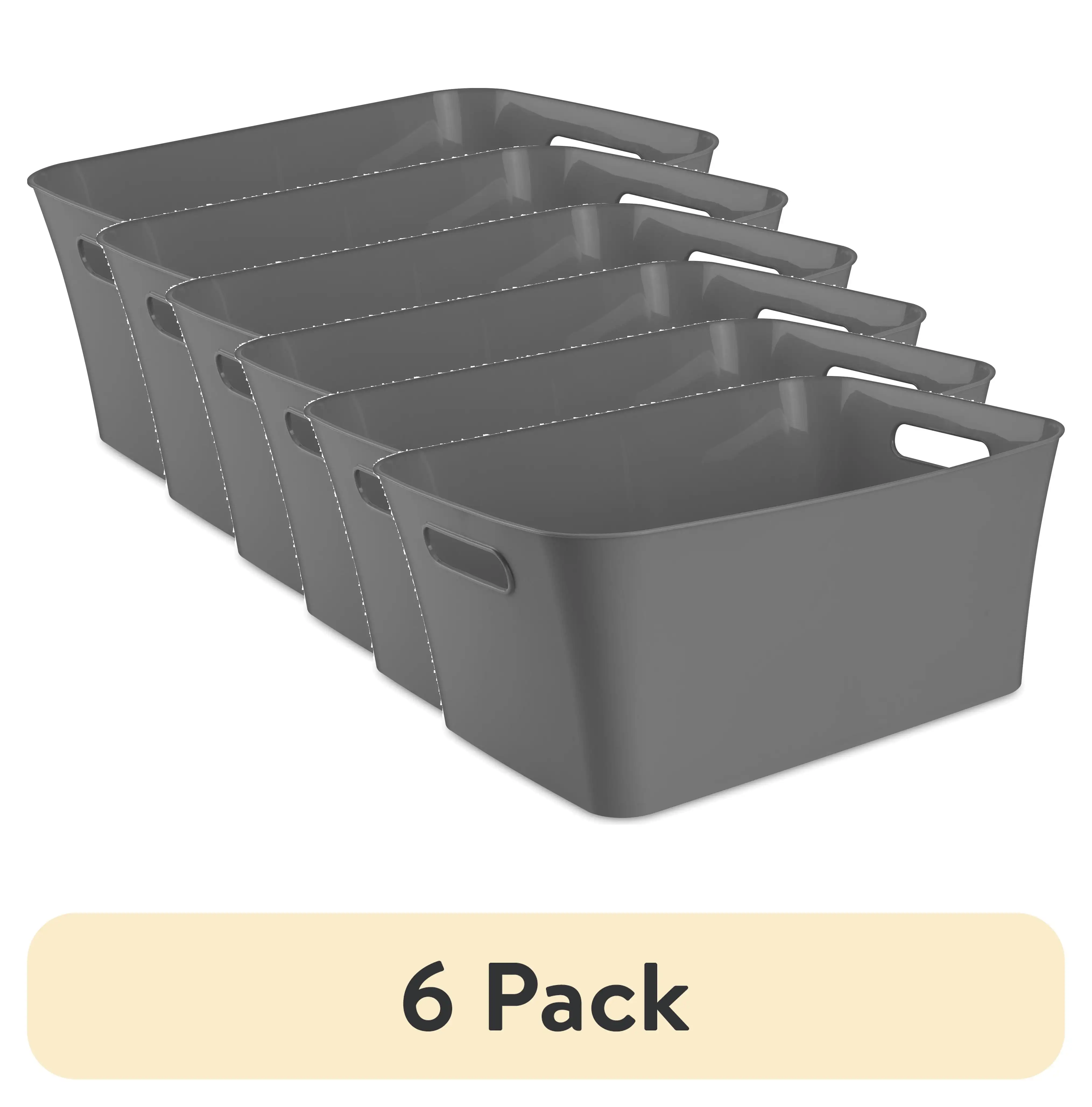 

Large Gray Plastic Storage Container, 15.5 x 11.4 x 7 in, 6 Pack