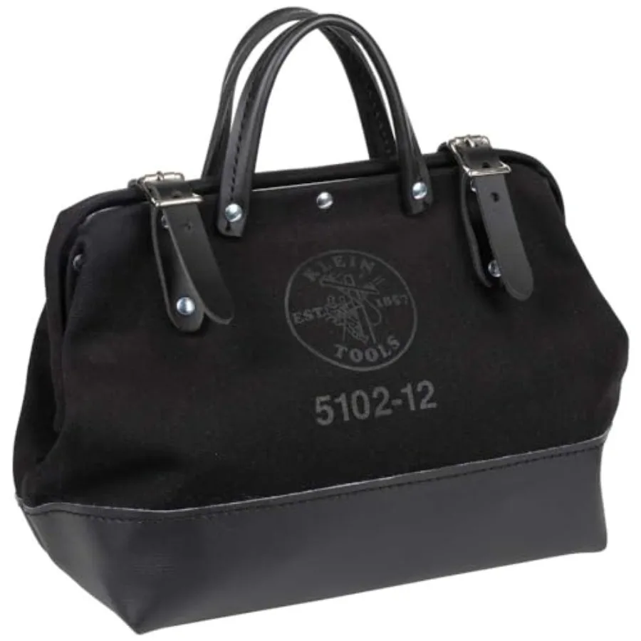 

Сумка для инструментов 510212BLK из прочного черного холста, многофункциональная, с широким откидным клапаном и кожаными ручками, 12 дюймов