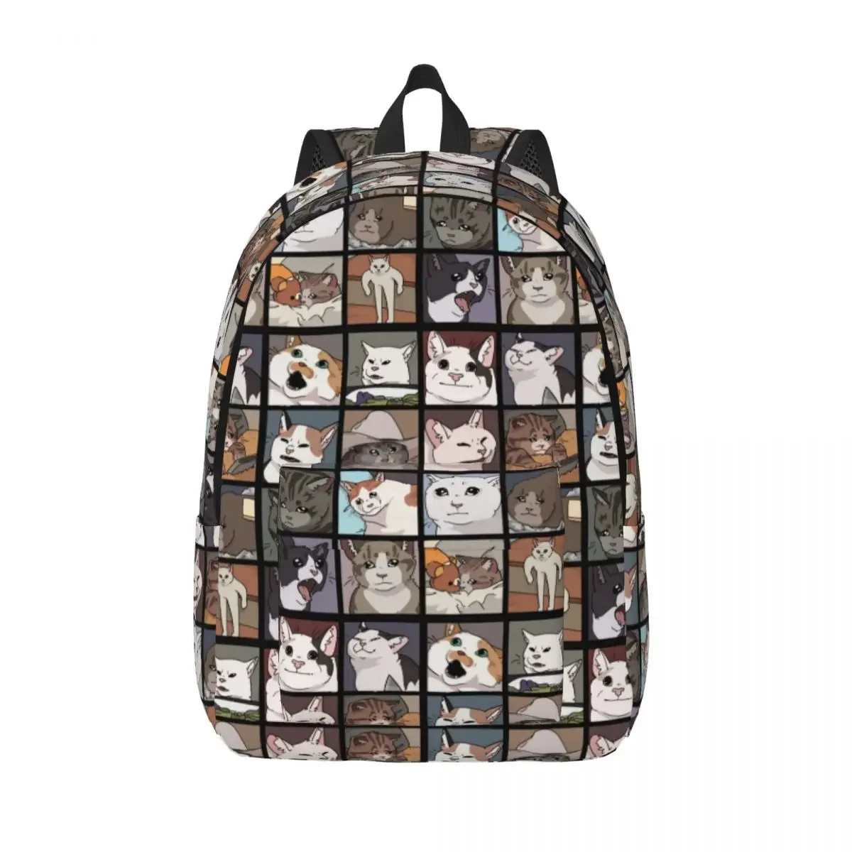 Meme Cat-mochila de lona con bolsillo para niño y niña, mochila bonita y divertida para guardería, estudiante de escuela primaria