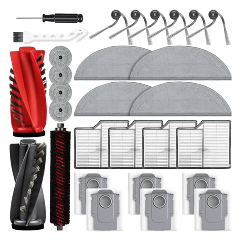 Filtro de bolsa de polvo de repuesto T21C, Cepillo Lateral, almohadilla de fregona, cepillo principal para Roborock Saros 10/G30, accesorios de piezas de Robot aspirador