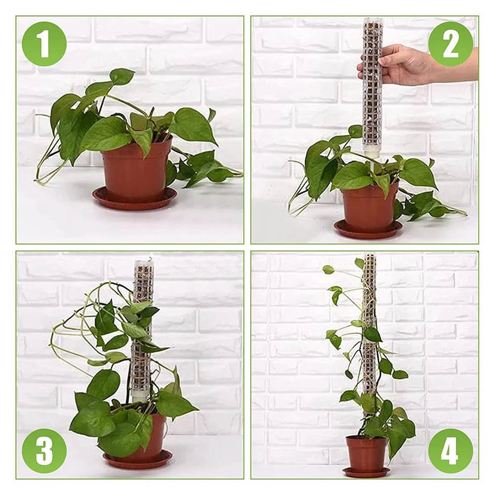 AEE4-6Pcs Plastic Moss Pole 15 Inch Moss Mesh Pole Small Moss Pole For Plants Monstera Potted Plants