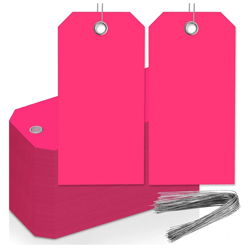 

4 3/4In X 2 3/8In Neon Shipping Tags Blank Heavy Duty Hang Tags with Reinforced Holes Writable Luggage Tags,D