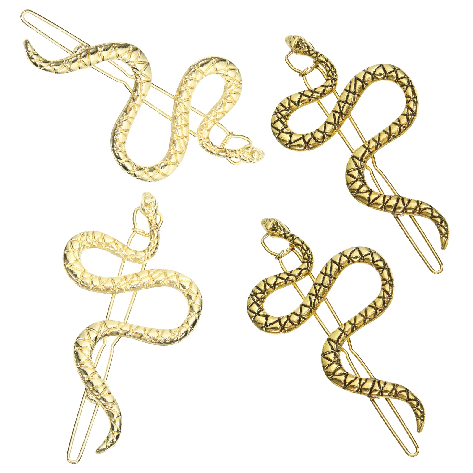 

4Pcs Snake Shape Hair Clip Metal Hairpin for Women Girls Elegant Fashion Hair Accessories Party Wedding Daily Use