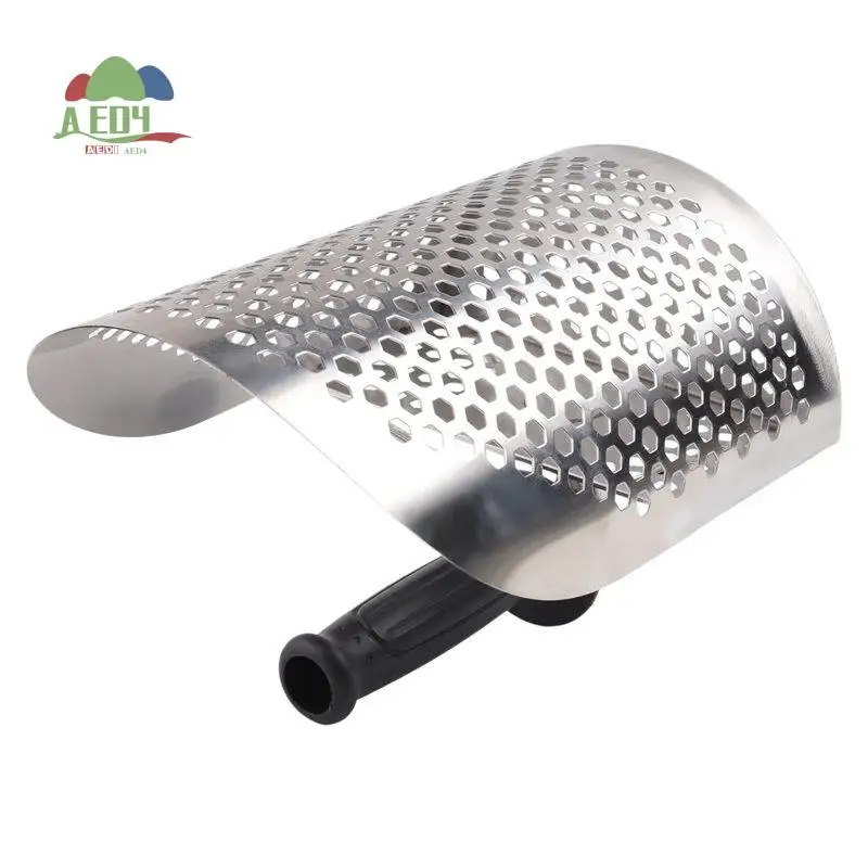 AED4-Stainless Beach Sand Scoop Metal Detecting With Handle Tool Fast Sifting Metal Treasure Shovel Tool