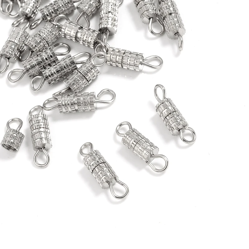 

50 Pcs Cylinder Fasteners Buckles Closed Rope End Clasps Screw Clasps for Diy Bracelet Necklace Connectors for Jewelry Making