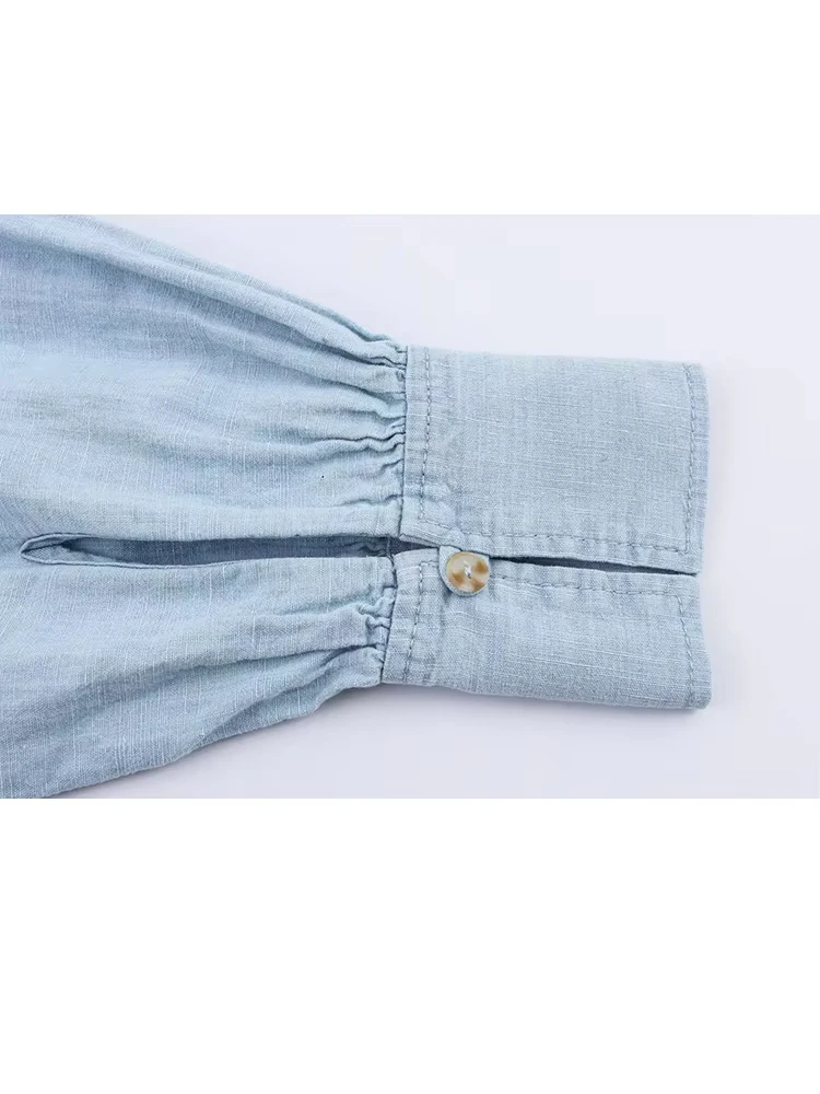HH Moda feminina gola virada para baixo camisas de manga comprida + verão fino botão bolsos com zíper calças retas jeans conjunto de 2 peças