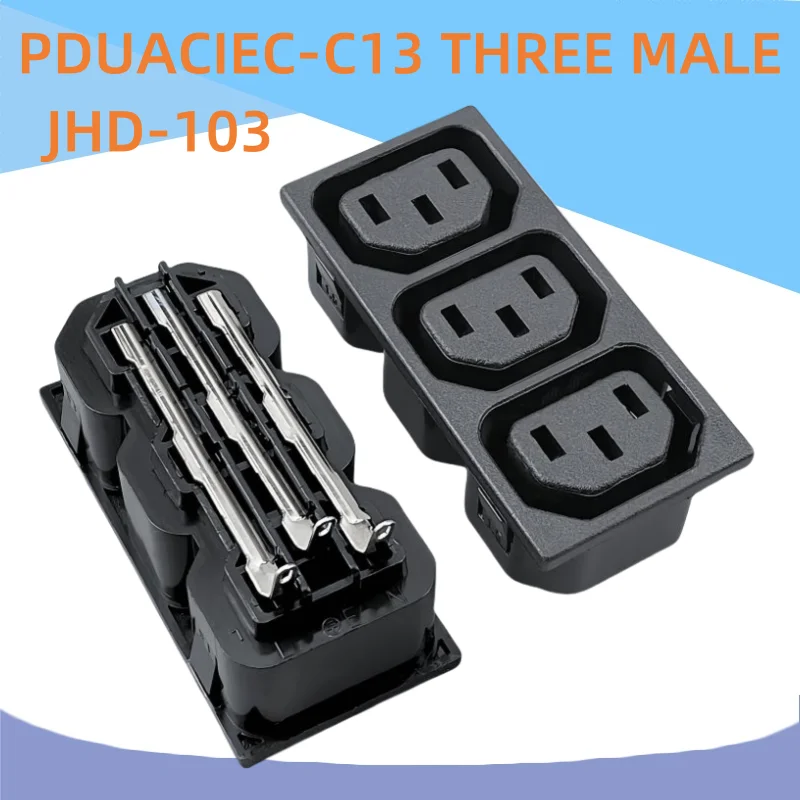 1pcs AC power socket IEC320 C13 three position black Industrial socket plug IEC 320 C13 Triple Electrical Socket