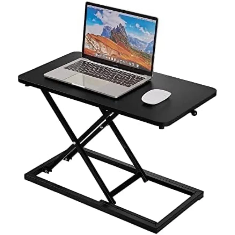 Standing Desk Converter Matte Black, Stand up Desk Riser on The Table，Adjustable Height Table top Apply for Laptop