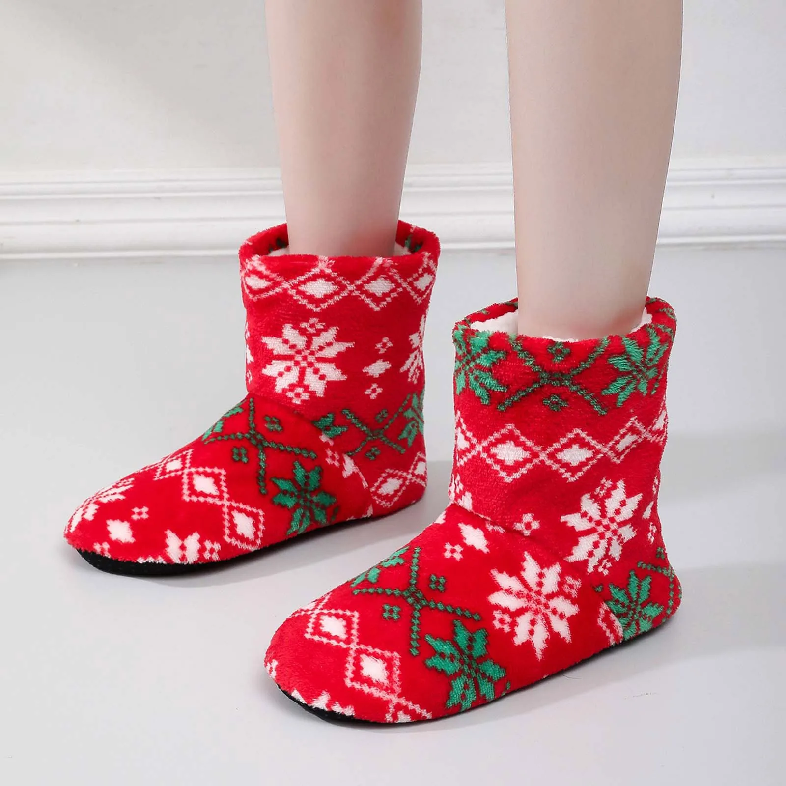 Womens Slippers Winter Floor Shoes Indoor Home Christmas Elk Fur Plush Anti Skid Non Slip soft deer Warm Female Boots