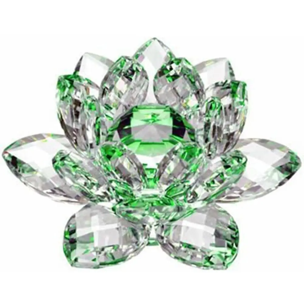Hue Reflection Crystal Lotus Flower 3 Foots Anti-slip Crystal Flower Figurine Lucky Charm 3 Layers Sun Catcher Ornaments