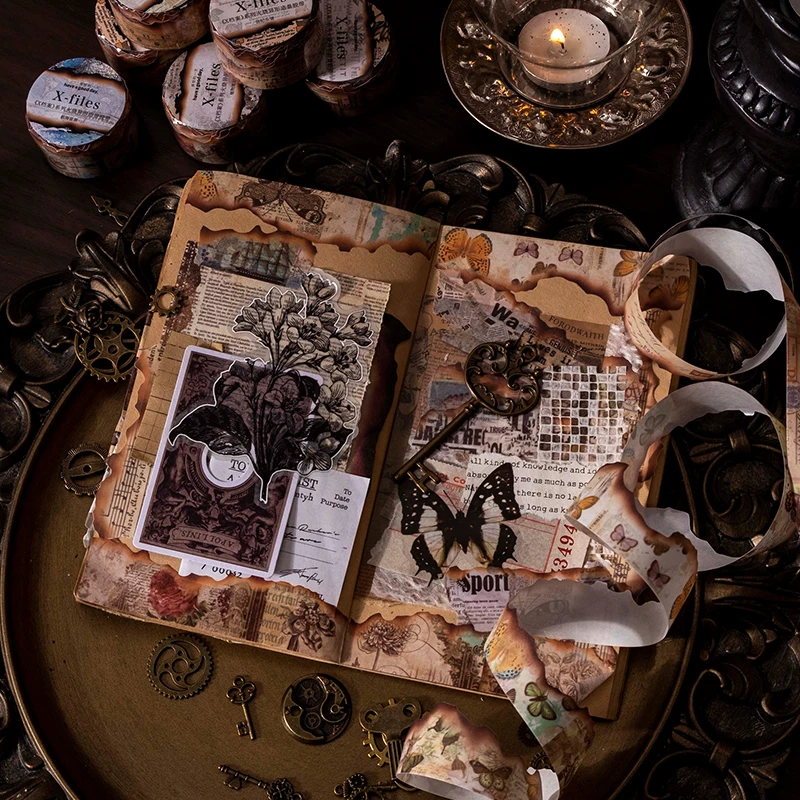 Journamm 25mm * 3m Vintage Washi เทปขยะ Journal Masking เทป DIY Scrapbooking อุปกรณ์ Planner Photo Album Deco สติกเกอร์