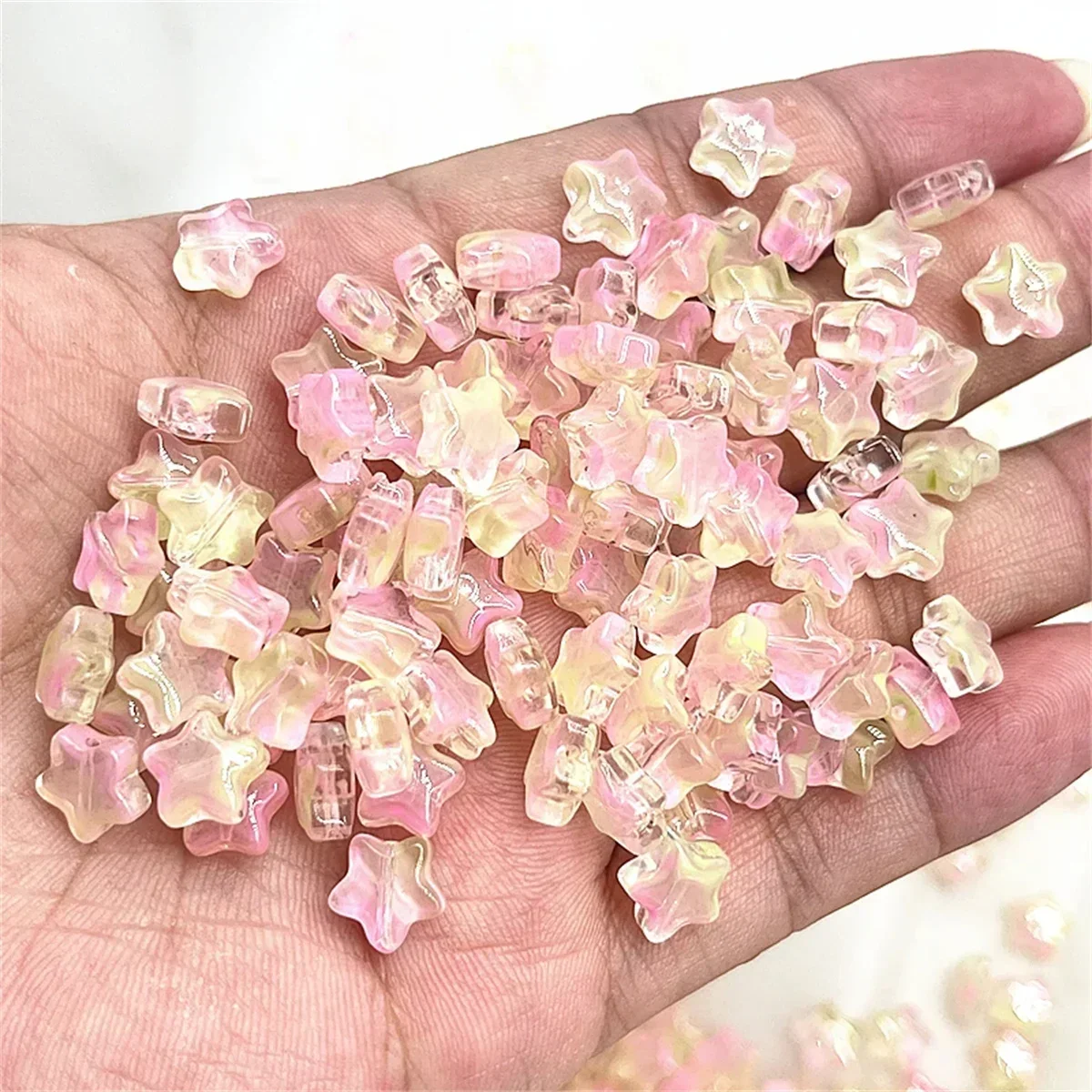 Fashion 30pcs 8mm Five-pointed Star Matte Glass Beads Loose Spacer Beads for Jewelry Making DIY Handmade Bracelets Earrings Girl