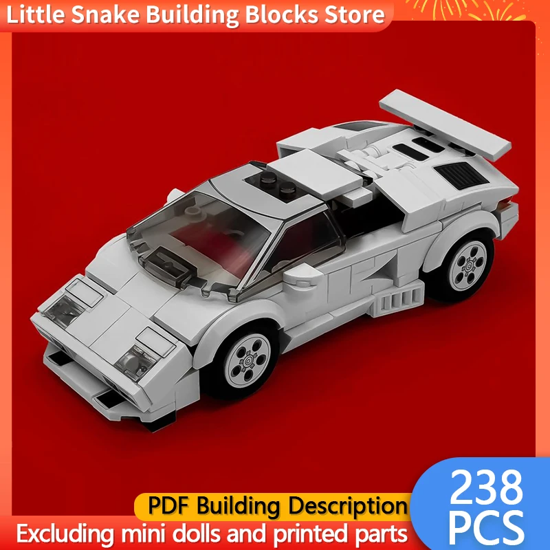 Speed Racing Car Model MOC Building Bricks Retro White Supercar Modular Technology Gifts Holiday Assemble Children Toys Suit