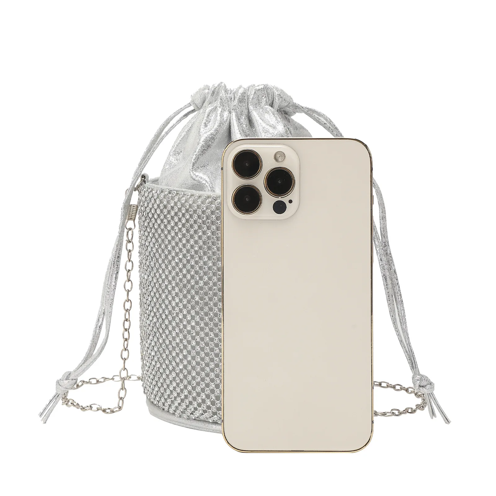 Bucket Chain Messenger Bag Full Of Diamonds Blingbling Dinner Women's Evening Bag Women's Rhinestone Handbag Billeteras De Mujer
